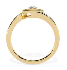 Round Cut 0.10CT White Moissanite Heart Shape Engagement Ring 10K Yellow Gold FN
