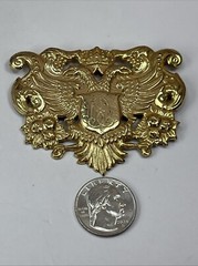 Vintage Miriam Haskell Russian Gold Brooch Crest Coat Of Arms Eagle Phoenix