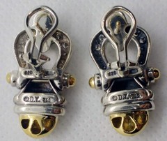 Stunning Vintage David Yurman Diamond 18K Gold & Sterling Omega Back Earrings