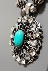 Vintage Nordstrom Statement Necklace – Turquoise Blue Color – Howlite Rhinestone