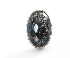 Heavy Sterling Silver 925 Rutilated Quartz Chunky Statement Ring Size 7