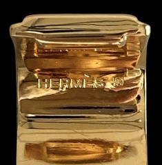 VTG Hermes Lion Motif Enamel Clip-On Earrings Cloisonne Gold Plated w/Box Used