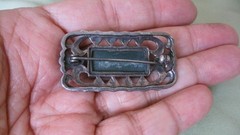 Mid Centure Sterling Silver Green Carnelian Marcasite Brooch