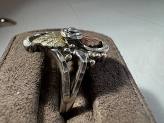 Vintage Sterling silver and 12k rose gold leaf design ring, size 9.50