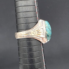 Vintage Clark & Coombs Chrysocolla Sterling Ring Size 11.75 Southwestern Theme