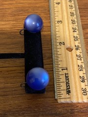 Vintage Pearly Blue Plastic Ball Sterling Silver Screw On Clip On Earrings