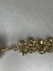 Vintage TRIFARI Serrated Rope Gold Tone Signed BRACELET Faux Pearl 6.25in