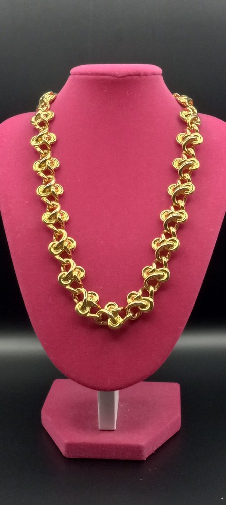 Vintage 1980’s Anne Klein Couture Gold Tone Knot Link Choker Necklace 17in