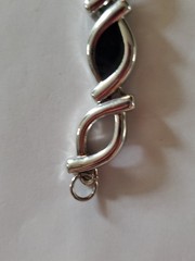 Bracelet 925 Sterling Silver And Black Onyx Link Bracelet 7 Inches