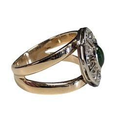 10k Gold Jade & Diamond Ring