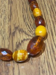 🔥Antique Vintage Genuine Amber Necklace Beads On String Butterscotch Egg Yolk36