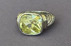Old Vintage Unbranded 925 Sterling Silver Sparkling CZ or Art Glass Size 6 Ring