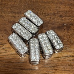 VINTAGE Old Stock Crystal Metal 2 Hole BEADs Exact Lot Of 7