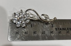 Vintage Rhinestone Flower Brooch Sparkling Clear Stones Silver Tone Pin 2 Inches