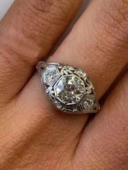 Vintage Art Deco Style Round Cut Lab Created Diamond 925 Silver Birthday Ring