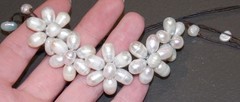 Handcrafted White Freshwater Pearl Wired Flowers Adjustable Necklace Costume