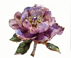Purple Peony Flower Shape Brooch, High-Grade Luxury Custom Collection Brooch