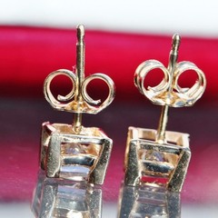 14k yellow gold stud earrings 0.85ct natural diamond vintage 1.3gr Ali403