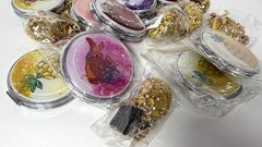 Mixed Jewelry Lot Bundle Large Pendant Necklaces Floating Glitter Compacts Bling