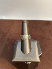 Vintage Sterling Silver Feather Spinner Ring Size 8.5 Wide Band
