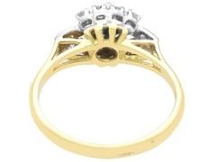 Vintage 0.60Ct Sapphire and 0.22Ct Diamond, 18k Yellow Gold Cluster Ring