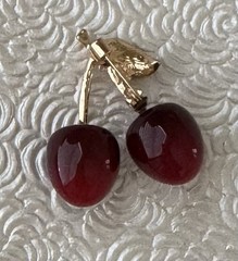 Vintage style Cherry brooch enamel on metal