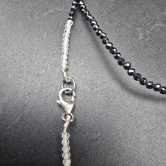 JTV Black Spinel White Topaz Necklace Rhodium Sterling Dainty India Jewelry