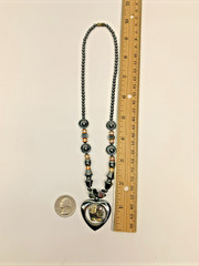Vintage Heavy Heart W/ Good Luck Elephant Inside Pendant Necklace