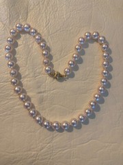 Vintage Akoya 16.25” 8.5-9 mm 14k Ball Clasp, Pink High Luster Necklace