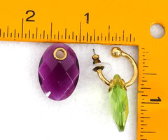 JOAN RiVERS 5 COLOR INTERCHANGEABLE FACETED LUCiTE GOLD HOOP PiERCED EARRiNGS
