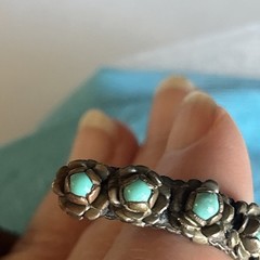 Vintage Native American Style Childs Turquoise Flower Cuff Bracelet