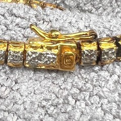 Vintage Tennis Bracelet Sterling Silver Gold Vermeil CZ FAS Safety Box 7″ 12g