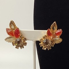 D&E Juliana Pink Givre Earrings Crystals Climber Gold Tone 1.75″