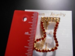 Red Rhinestone Holiday Brooch Pin Christmas STOCKING Jewelry