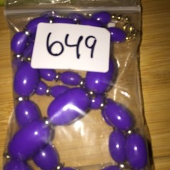 Vintage Beaded Necklace Gold Tone Purple Acrylic Bead Strand Jewelry