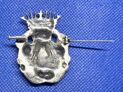 1890s Antique 50x40mm 800 Silver Crown Brooch Turquoise 22g Germany
