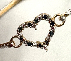Ross Simons Hinged Bangle, Heart, Black Spinel Gemstone Sterling Silver Vermeil