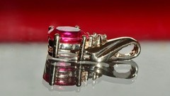 10k yellow gold pendant 0.93ct lab created ruby solitaire charm 0.95gr N3634