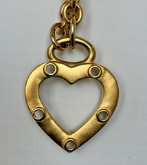 Vintage Erwin Pearl Gold Tone Chunky Heart Curb Link Chain Necklace