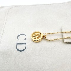 Christian Dior CD Logo Gold Necklace with Pouch 39-44cm