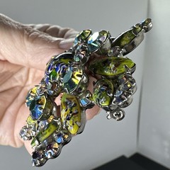 Juliana D&E Millefiori Harlequin AB Rhinestone Earring Set 2689 Brooch 3148 RARE