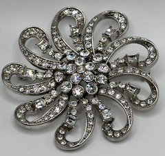 Spectacular Clear Rhinestone Flower Pin Brooch