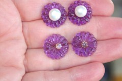 Vintage Amethyst Flower Jackets For Earrings Use With Any Studs You own