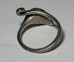 Vtg Sterling Silver Calla Lily Adjustable Bypass Ring