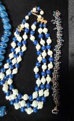 Vintage Blue Jewelry Lot Statement Necklaces Bracelets Working Watch 15 Pc