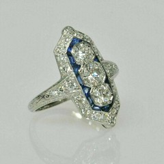 3.00Ct Art Deco Style Lab-Created Diamond Rare Design Engagement Ring 925 Silver