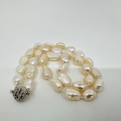 Baroque Pearl Necklace Natural Freshwater 16” Knotted 8.5-9.5mm Pearls VTG