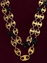 Camrose & Kross Black & Gold Tone Necklace & Bracelet Jackie Kennedy COA
