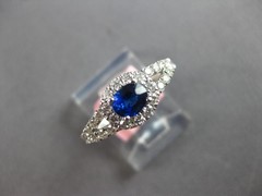 ESTATE .99CT DIAMOND & AAA SAPPHIRE 14KT WHITE GOLD 3D CLASSIC HALO LOVE RING