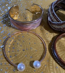 Bracelet LOT of 4 Beads Wood Metal Cuff & Bangle